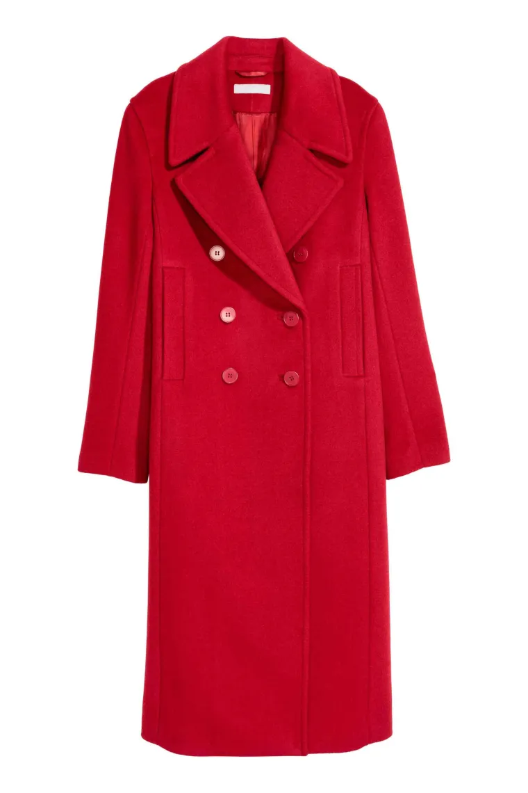 Dugi, jarko crveni kaput od vune, H&amp;M, 960,07 kuna