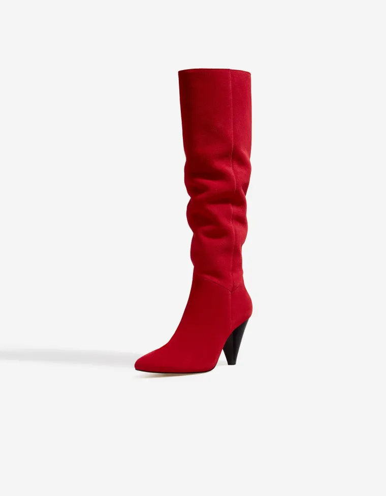 Visoke kožne čizme s potpeticom, Stradivarius, 599,90 kuna