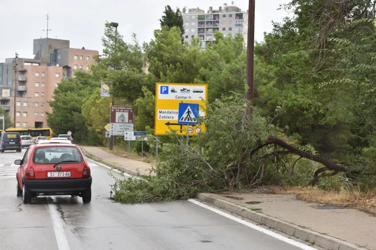 Jako jugo praćeno ki&scaron;om tijekom noći poru&scaron;ilo je nekoliko stabala u &Scaron;ibeniku.