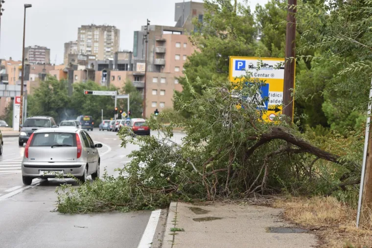Jako jugo praćeno ki&scaron;om tijekom noći poru&scaron;ilo je nekoliko stabala u &Scaron;ibeniku.