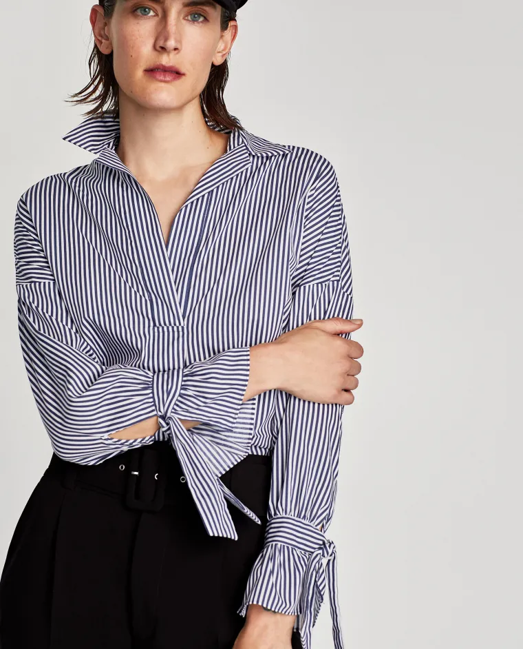 Oversized košulja od popelina s rukavima na vezanje, Zara, 199,90 kuna