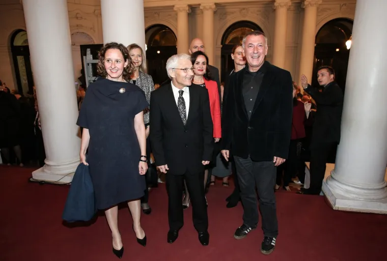 Nina Obuljen Koržinek, slovenski ministar kulture Tone Peršak i Ivica Buljan