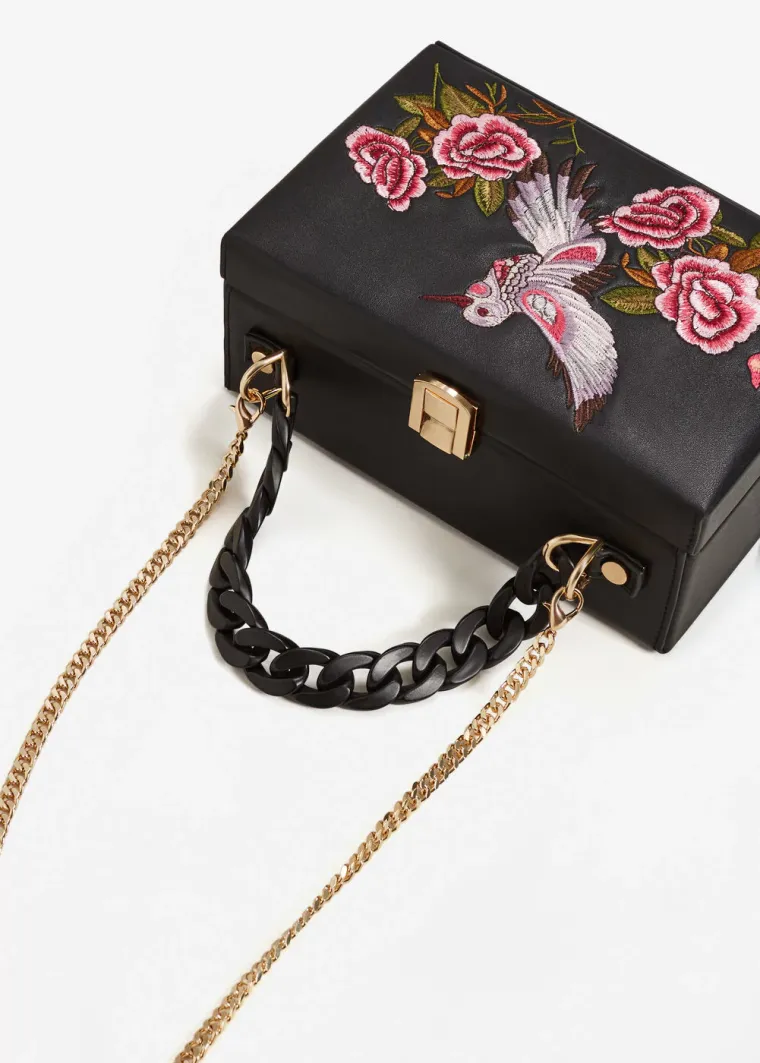 Torbica u obliku kovčega s izvezenim motivom ptice i cvijeća, Mango, 349,90 kuna