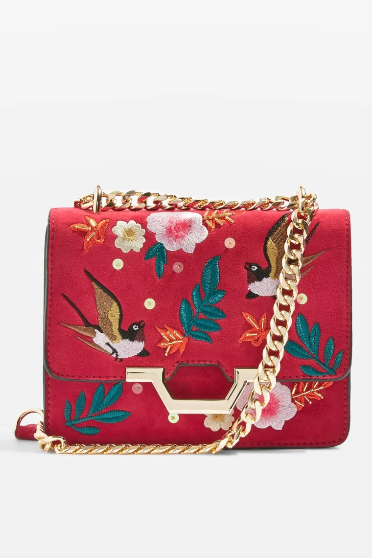 Crvena izvezena torbica, Topshop, 220,92 kune