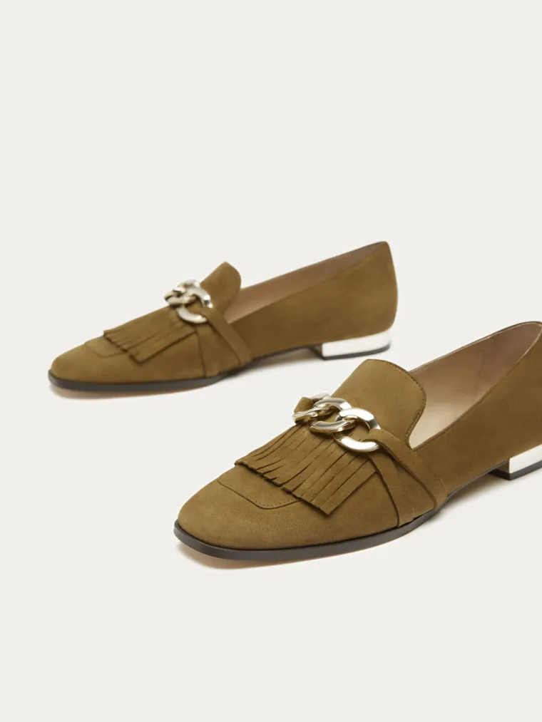 Zelene mokasinke od brušene kože, Massimo Dutti, 749,00 kuna