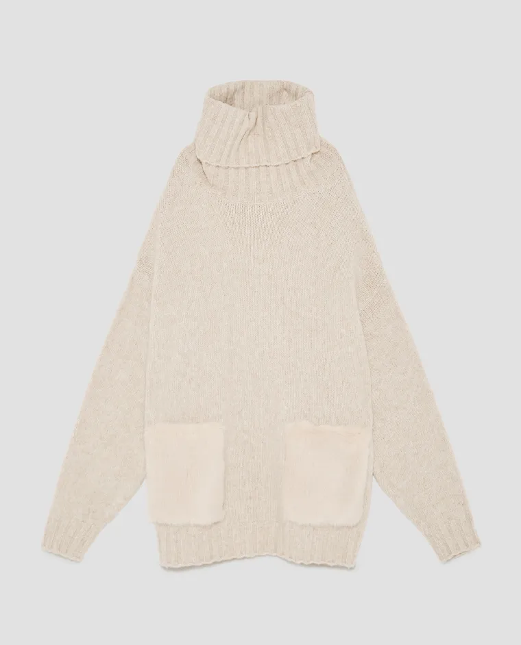 Pulover s podvrgnutim ovratnikom i džepovima, Zara, 299,90 kuna