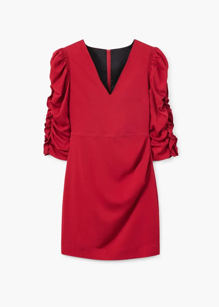 Mini crvena haljina s naboranim rukavima, Mango, 449,90 kuna