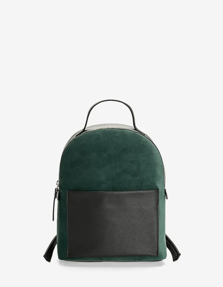 Zeleni ruksak s kožnim detaljem, Stradivarius, 119,90 kuna