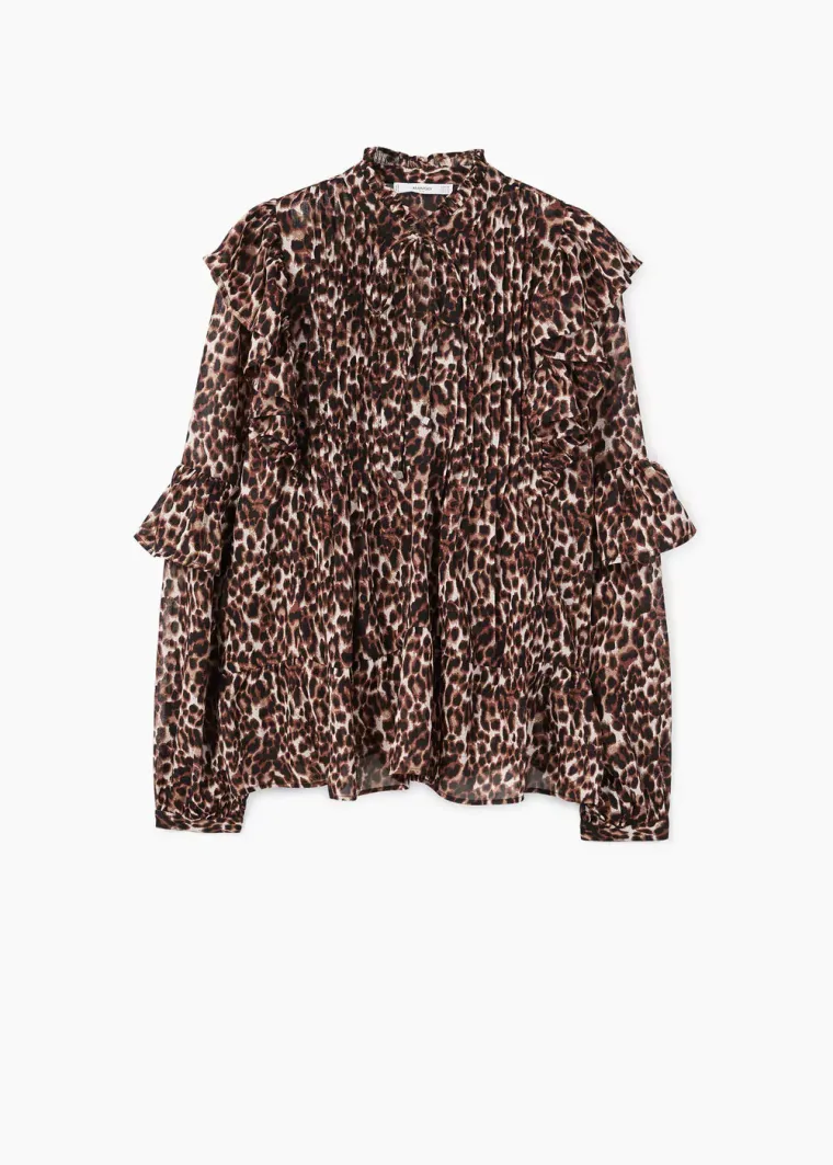 Bluza s volančićima s leopard printom, Mango, 249,90 kuna