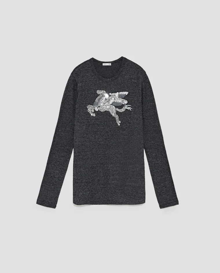 Majica s vezom od šljokica, Zara, 149,90 kuna