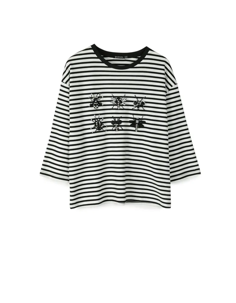 Prugasta majica s aplikacijama buba, Stradivarius, 139,90 kuna