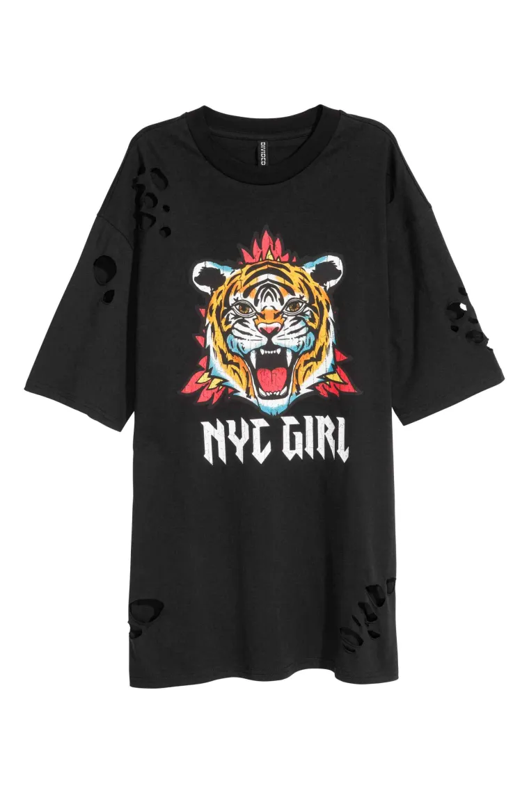 Kratka majica s rupama i motivom tigra, H&amp;M, 112,33 kune