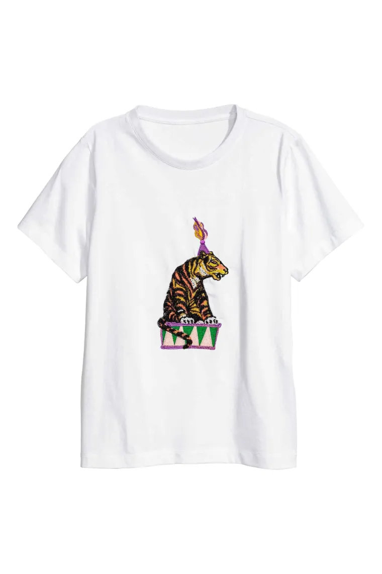 Klasična, pamučna kratka majica s motivom tigra, H&amp;M, 224,74 kune