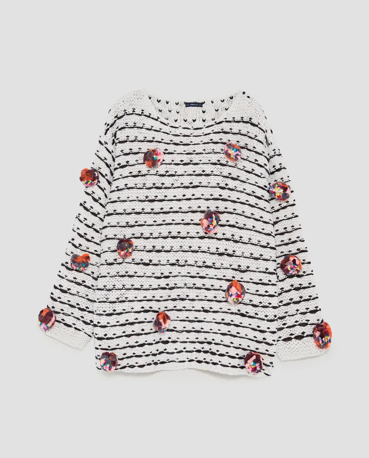 Pulover sa šarenim pomponima, Zara, 279,90 kuna
