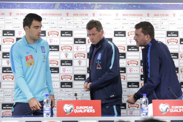 GRCI DOPUTOVALI U ZAGREB: Izbornik Skibbe i Sokratis stali pred novinare