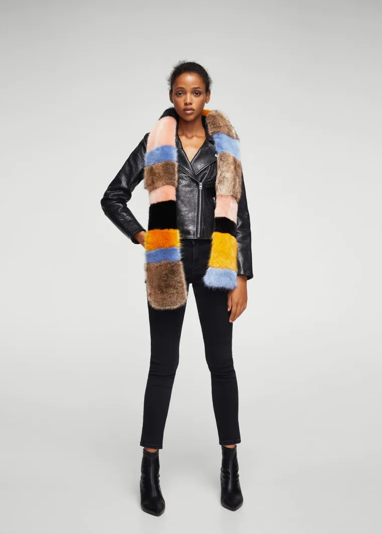 Mekani &scaron;al od umjetnog krzna na prugice, Mango, 299,90 kuna