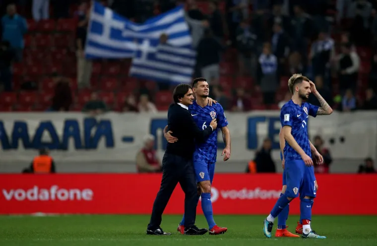 Slavlje hrvatskih reprezentativaca nakon &scaron;to su izborili Svjetsko prvenstvo u Rusiji