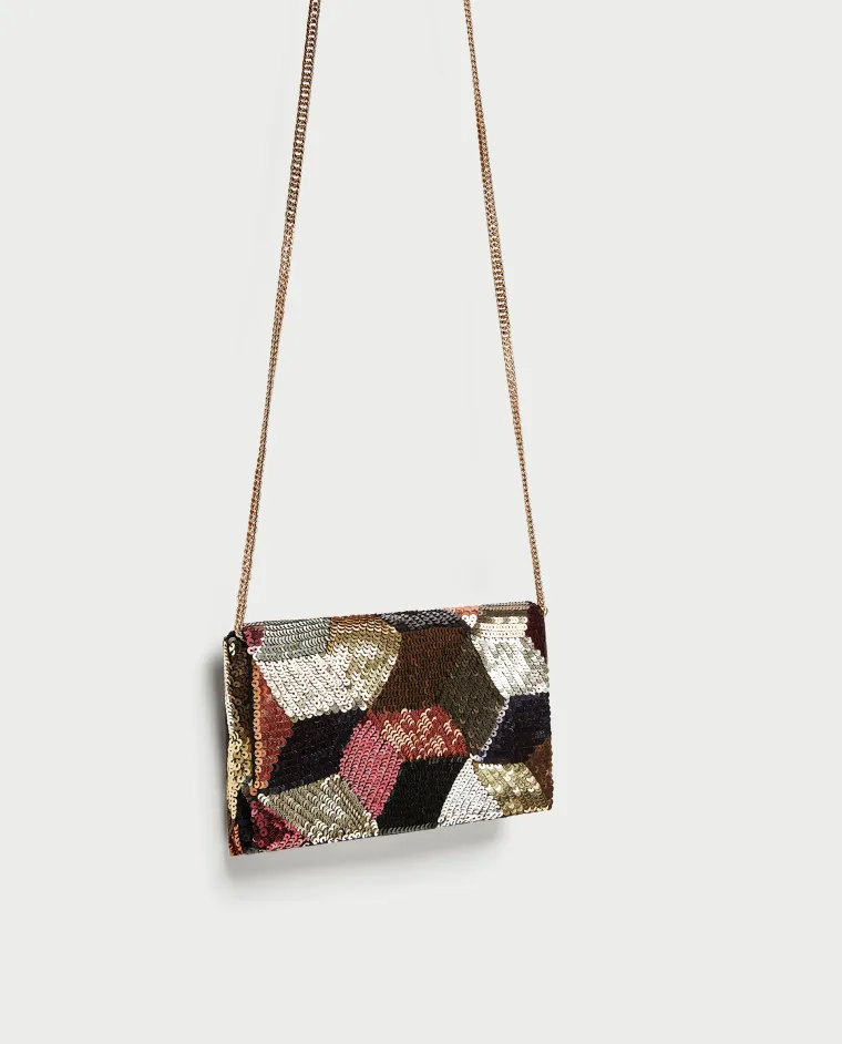 Mini torbica preko tijela sa šljokicama, Zara, 199,90 kuna