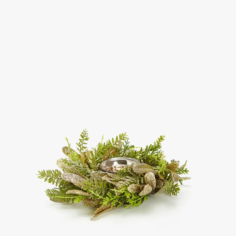 Držač za svijeću sa zlatnim listovima i ukrasima, Zara Home, 89,00 kuna