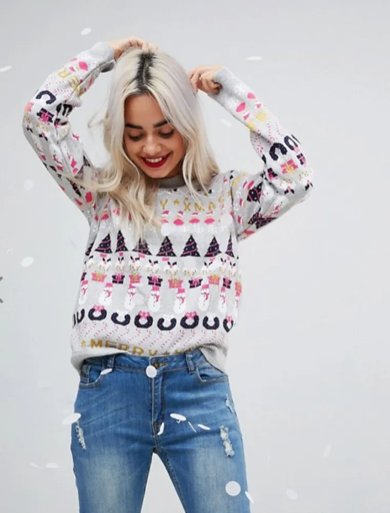 Sivi džemper s božićnim motivima, Asos, 212,72 kune