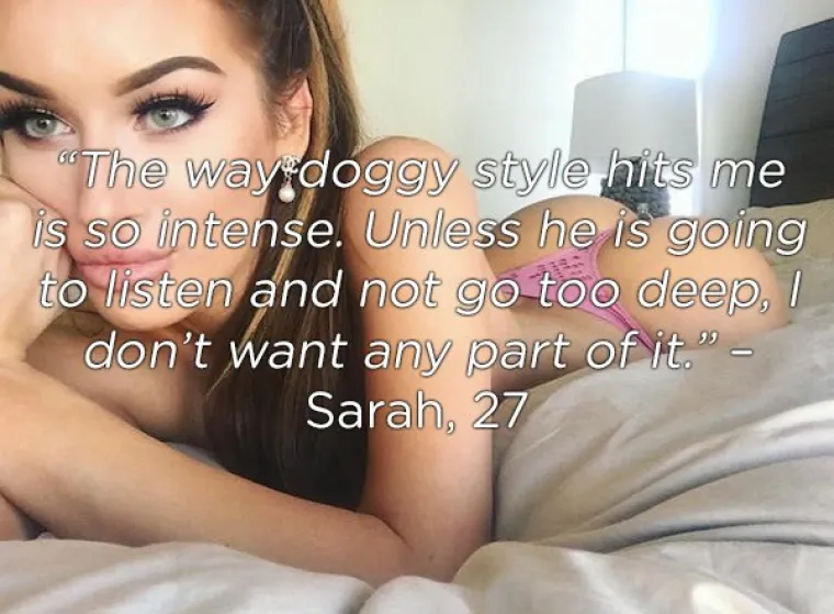 Sarah: 'Doggy style mi je vrlo intenzivan. Ako me ne slu&scaron;a i ide preduboko, ne želim uopće poku&scaron;avati'.