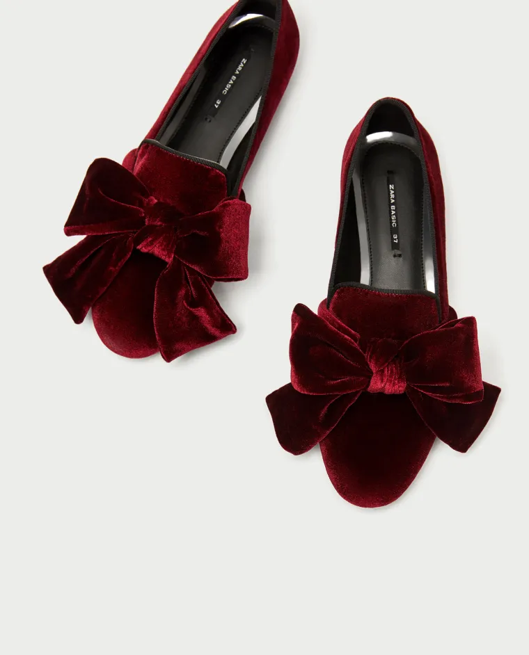 Baršunaste mokasinke s mašnom, Zara, 199,90 kuna