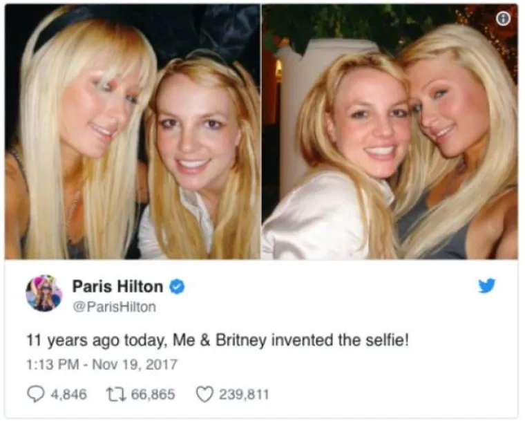 Paris Hilton nedavno se pohvalila na Twitteru da je prije 11 godina izmislila selfie. Njezinu tvrdnju brzo su opovrgnuli korisnici Twittera koji su je zasuli primjerima ranijih selfija. Neke od njih okupili smo u galeriji.