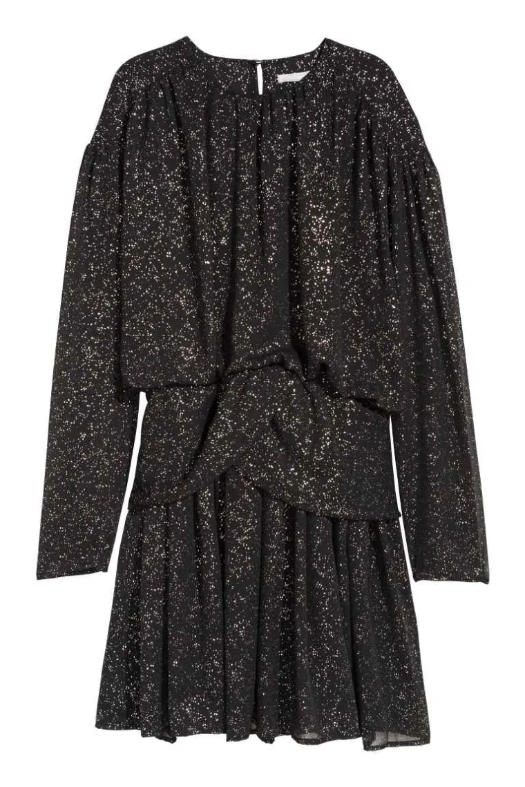 Crna šljokava haljina, H&amp;M, 374,27 kuna