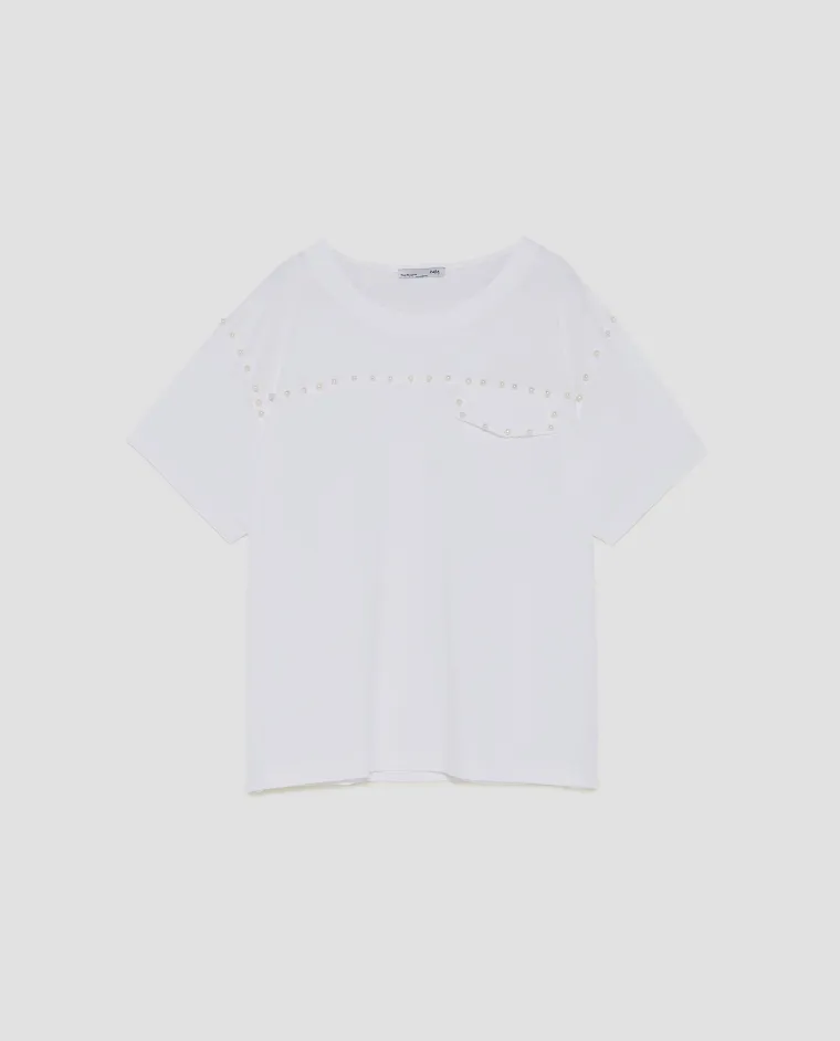 Kratka majica s perlicama, Zara, 99,90 kuna