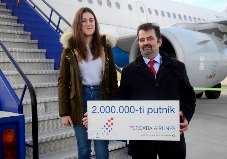 U Zračnoj luci Franjo Tuđman dočekana dvomilijunta putnica Croatia Airlinesa, nagradili ju s dvije povratne zrakoplovne karte u poslovnom razredu za jedno od međunarodnih odredi&scaron;ta