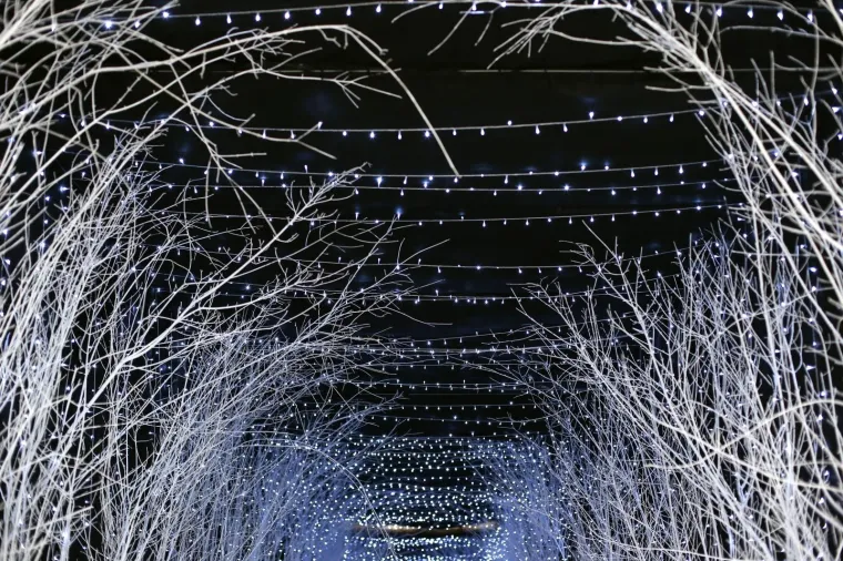 BAJKA U ZAGREBAČKOM MARIĆEVU PROLAZU: Novitet sa crnim zavjesama i bijelim granama prolaznike ostavlja bez daha