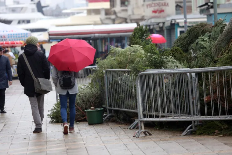 Tužan prizor: stotine neprodanih jelki u Rijeci čekaju komunalne službe da ih odvedu na otpad