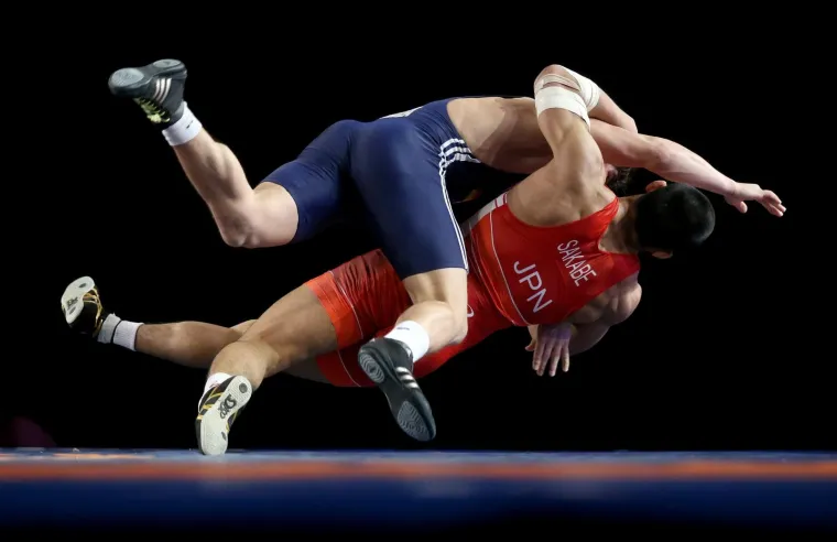 11.03.2017., SD Trnsko, Zagreb - Grand Prix Zagreb Open 2017. međunarodni turnir u hrvanju grčko-rimskim stilom. Finalni meč u kategoriji 75kg, Soh Sakabe, Japan - George Mariea, Rumunjska.
