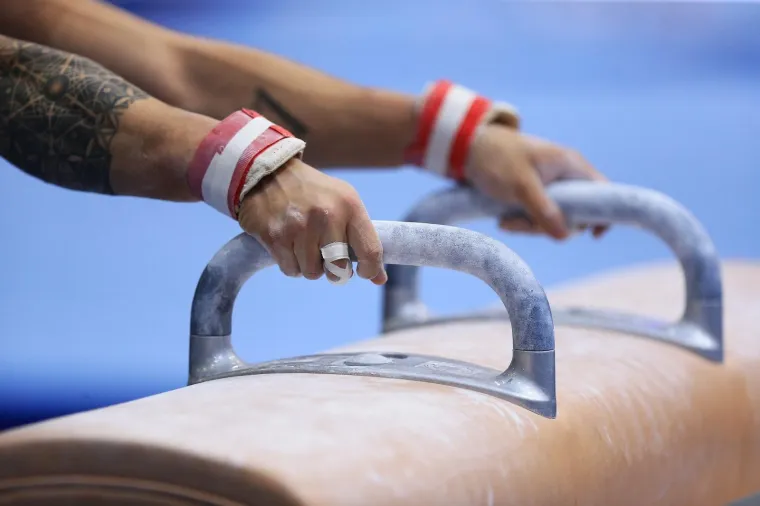 18.05.2017., Osijek - Početak kvalifikacija Svjetskog kupa u gimnastici &ndash; Grand Prix Osijek Žito Challenge Cup. Konj s hvataljkama.