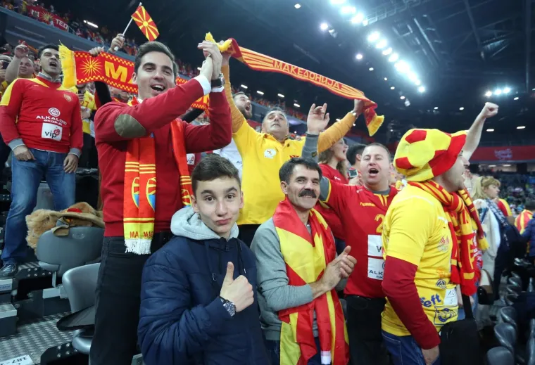 13.01.2018., Arena Zagreb, Zagreb - Slavlje navijača Makedonije koji su danas napunili zagrebačku Arenu
