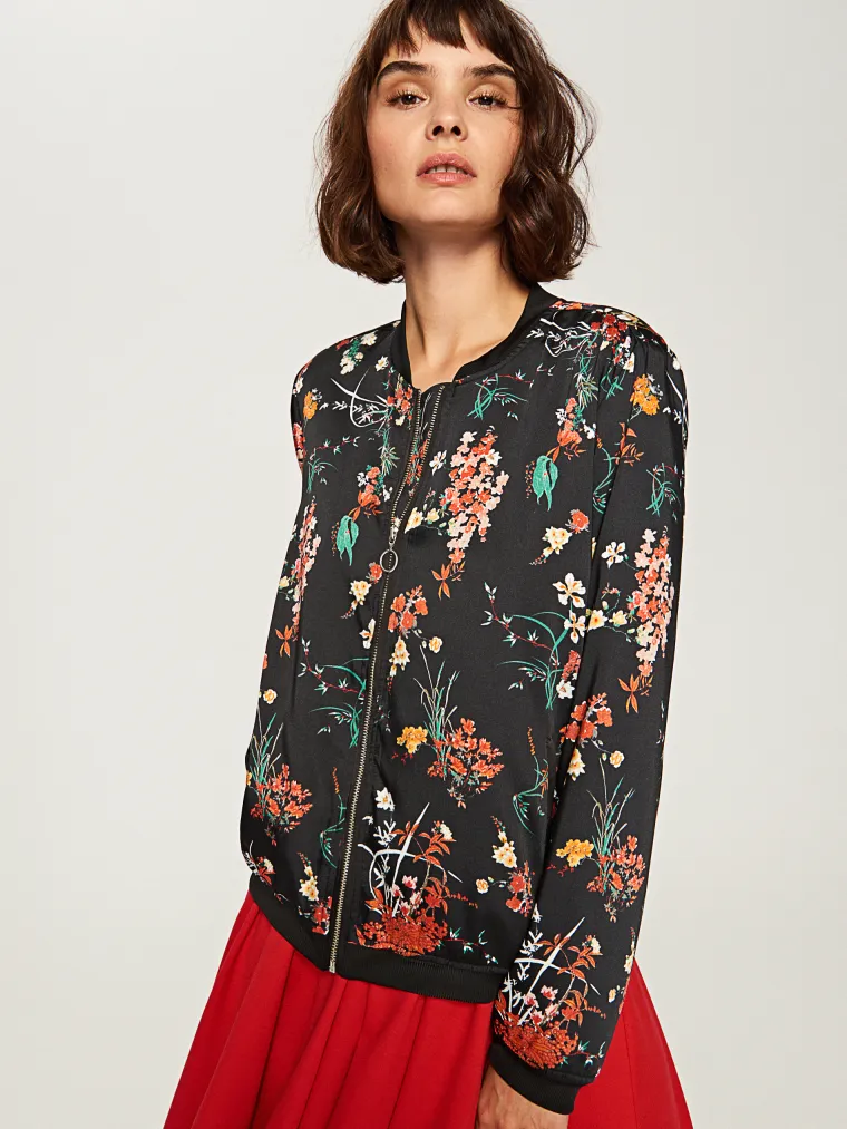 Crna bomber jakna s printom cvijeća, Reserved, 126,21 kuna