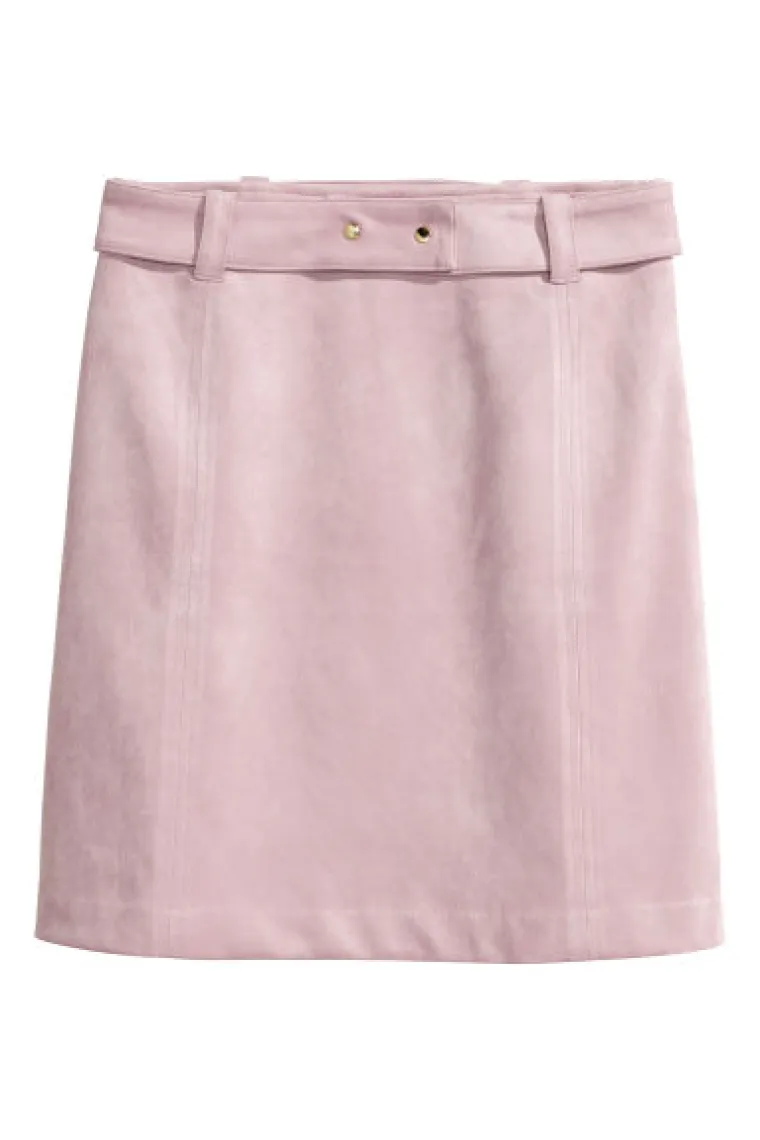 Light pink mini suknja od umjetnog antilopa, H&amp;M, 297,70 kuna
