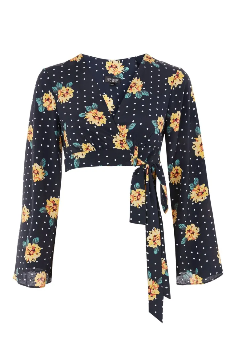 Top na vezanje s točkicama i cvijećem, Topshop, 280,87 kuna