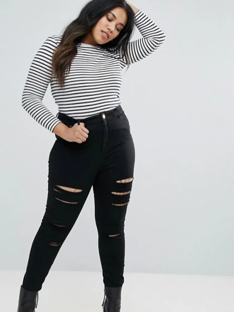 Poderane crne traperice visokog struka, Asos, 321,24 kune