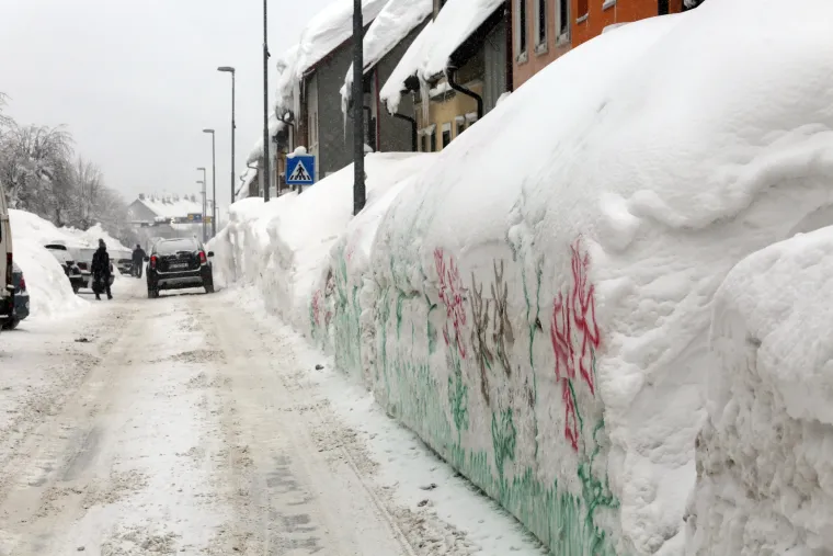 Proljeće na snijegu: nacrtala cvijeće bojom u spreju pred svojom kućom na zidu od snježnog pokrivača