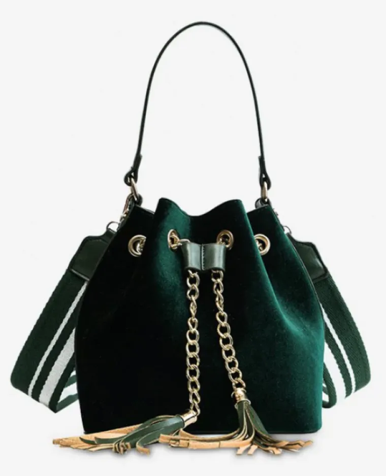 Baršunasta bucket torbica s resicama, Zaful, 132,83 kune