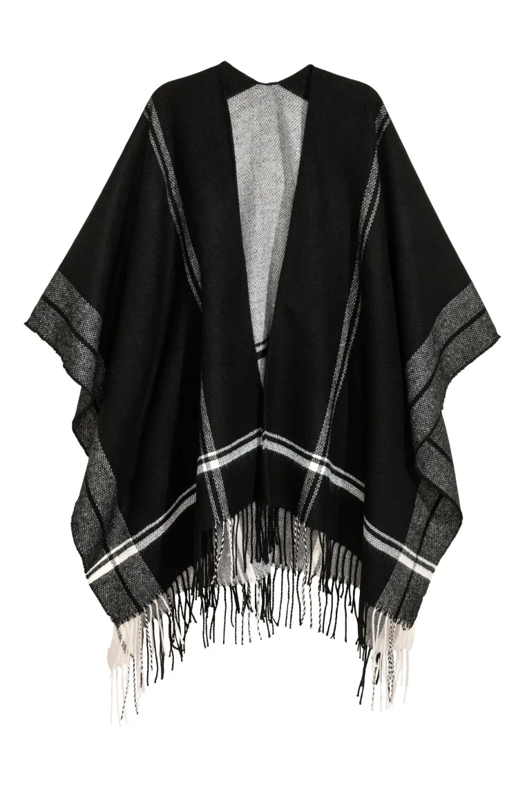 Crni pončo s kariranim dijelom, H&amp;M, 185,80 kuna