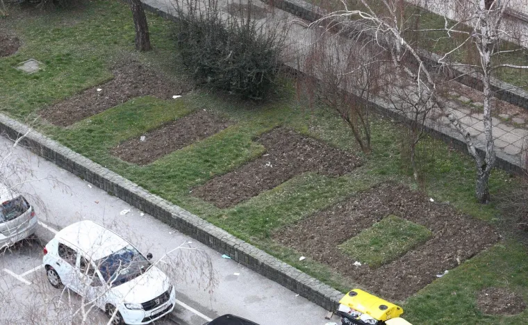 U ulici kneza Domagoja u Zagrebu ispred stambenih zgrada netko od stanara održava zelenu površinu tako da tvori natpis "TITO".