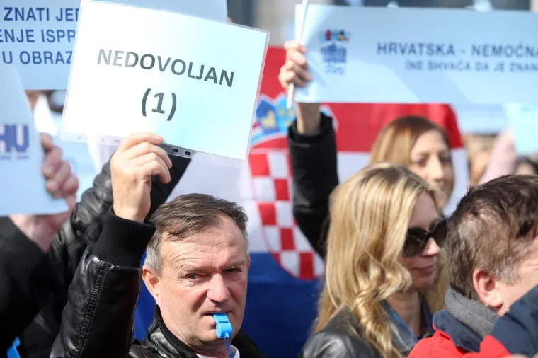 Prosvjed Sindikat hrvatskih učitelja ispred Ministarstva znanosti i obrazovanja