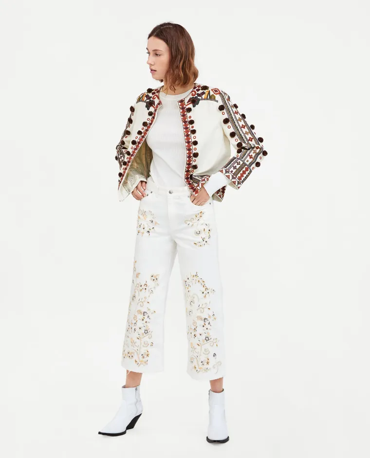 Western izvezene bijele traperice, Zara, 299,90 kuna