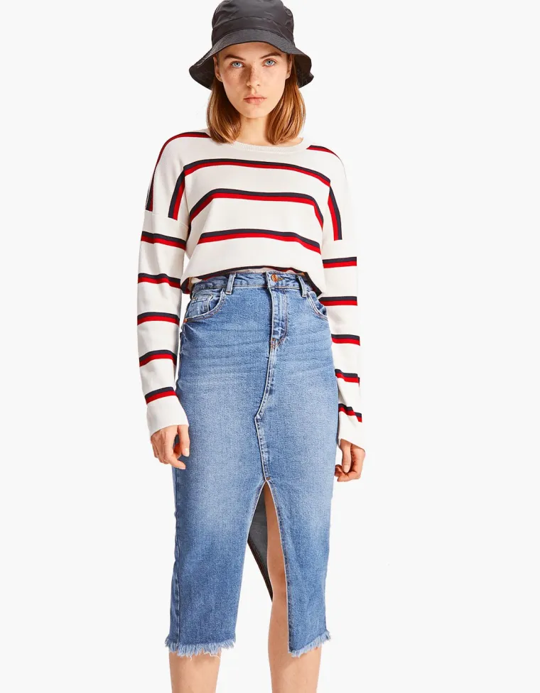 Midi suknja s prorezima, Stardivarius, 199,90 kuna