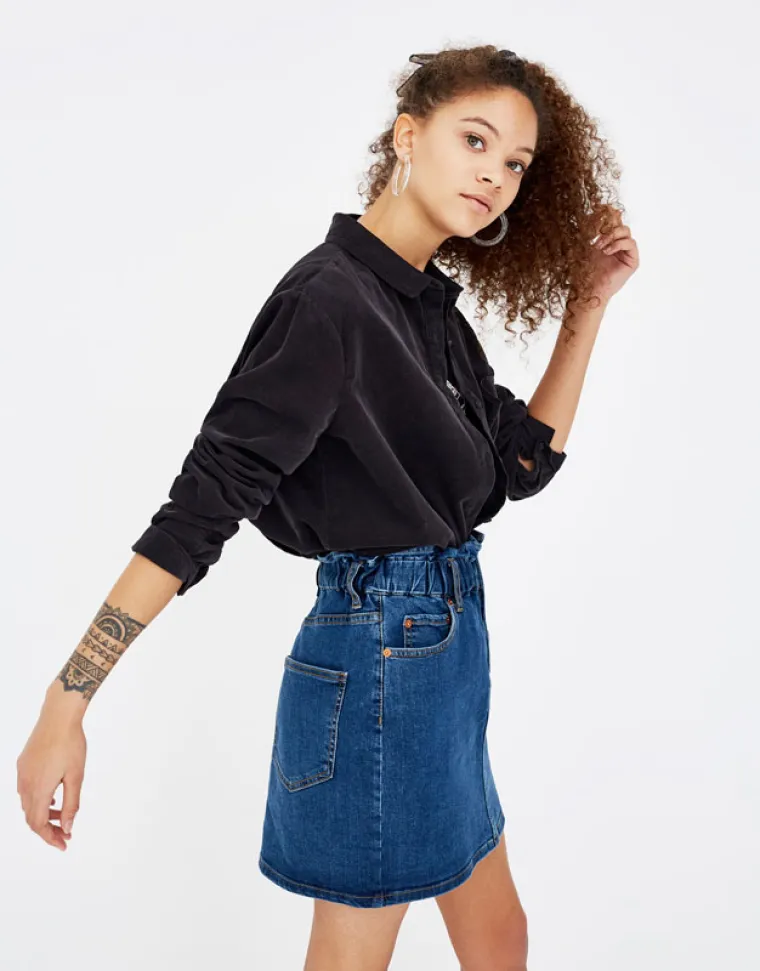 Kratka traper suknja s gumom, Pull&amp;Bear, 179,90 kuna