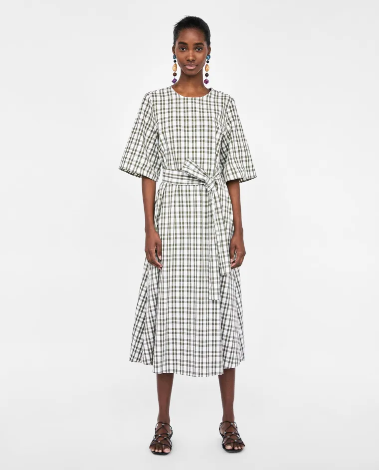 Karirana haljina s pojasom, Zara, 299,90 kuna