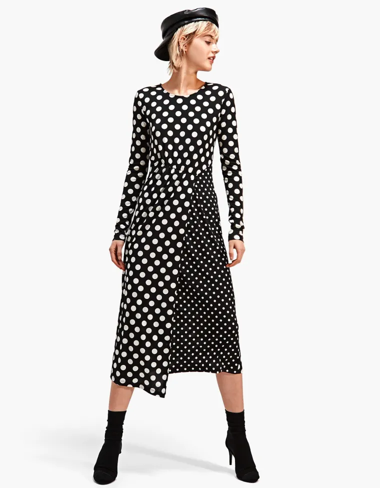 Midi haljina na točkice, Stradivarius, 199,90 kuna