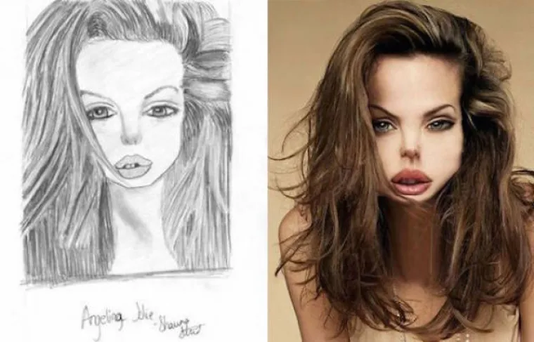 Čak i ljudi koji odlično crtaju imaju skromne početke. Neki od njih uče crtajući poznate osobe, a njihovi prvi crteži mogu biti komični. &Scaron;to bi se dogodilo da zvijezde u stvarnosti izgledaju poput takvih crteža, pogledajte u galeriji.